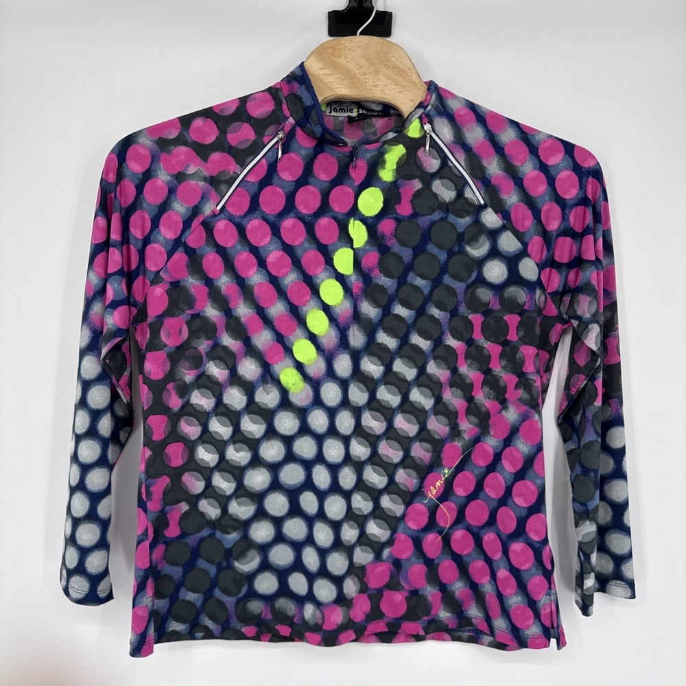 Jamie Sadock Golf Top Women XL Multicolor Abstract‎ S 1/4 Zip Stretch Pickleball